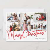 フェスティバルレッドスクリプトメリークリスマスエイト写真 シーズンカード (正面)