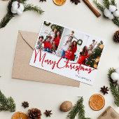フェスティバルレッドスクリプトメリークリスマスシックス写真 シーズンカード