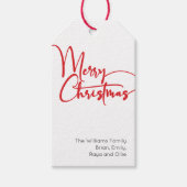 フェスティバルレッドスクリプトメリークリスマスファミリー ギフトタグ (正面)