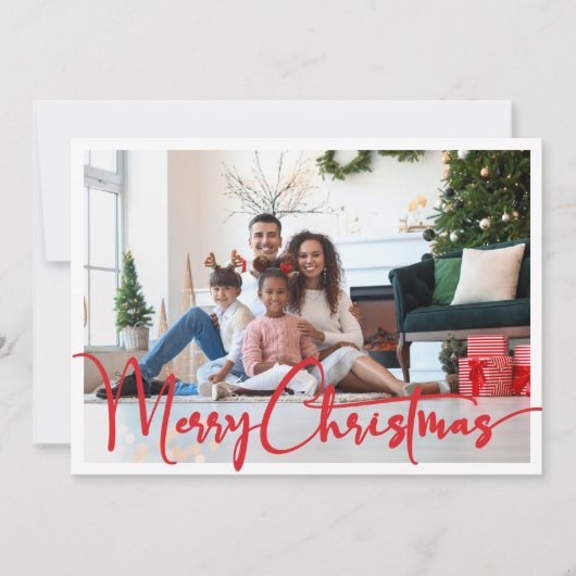 フェスティバルレッドスクリプトメリークリスマスフォーフォト シーズンカード (正面)