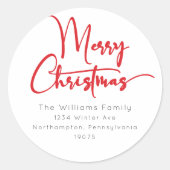 フェスティバルレッドスクリプトメリークリスマス封筒用シール ラウンドシール (正面)