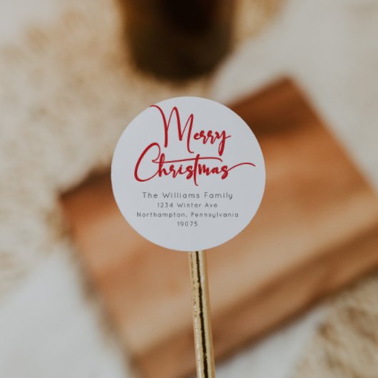 フェスティバルレッドスクリプトメリークリスマス封筒用シール ラウンドシール
