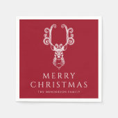 フェスティバルレッドスタグメリークリスマス スタンダードカクテルナプキン (正面)