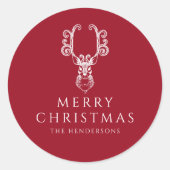 フェスティバルレッドスタグメリークリスマス ラウンドシール (正面)