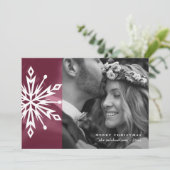 フェスティバルレッドスノーフレークメリークリスマスフォト シーズンカード (スタンド正面)