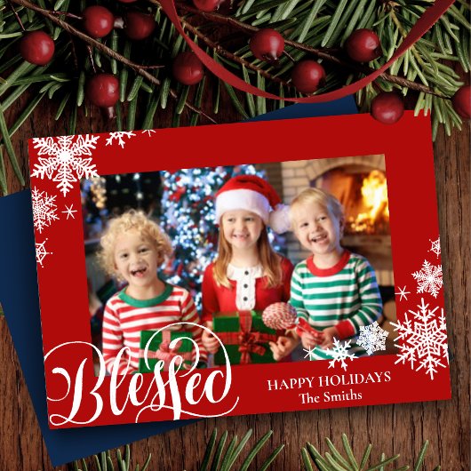 フェスティバルレッドスノーフレークモダンスクリプトシンプルの写真 シーズンカード