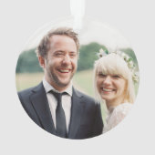 フェスティバルレッドタータンチェックニューリュウズ初めてのクリスマス写真 オーナメント (裏面)