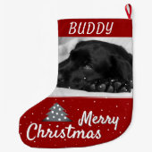 フェスティバルレッドドッグのペットの名前と写真 ラージクリスマスストッキング (裏面)
