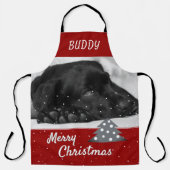 フェスティバルレッドドッグペットフォトツリーメリークリスマス エプロン (正面)