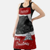 フェスティバルレッドドッグペットフォトツリーメリークリスマス エプロン (インサイチュ)