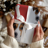 フェスティバルレッドドッグボーンズ写真コラージクリスマス ラッピングペーパー