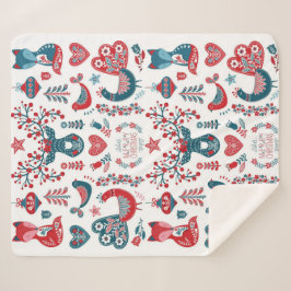 フェスティバルレッドネイビークリスマススススススカンジナビアフォークアート シェルパブランケット