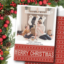 フェスティバルレッドノルディックセーター文字模様