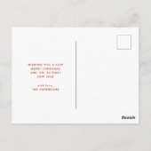 フェスティバルレッドバッファロープレイド独身の写真クリスマス ポストカード (裏面)