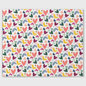 フェスティバルレッドピーチ赤面ピンクブルーハートパターン ラッピングペーパー (フラット)