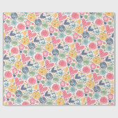 フェスティバルレッドピーチ赤面ピンクブルーハートパターン ラッピングペーパー (フラット)