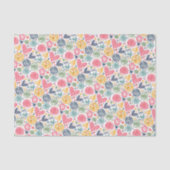 フェスティバルレッドピーチ赤面ピンクブルーハートパターン 薄葉紙 (正面)