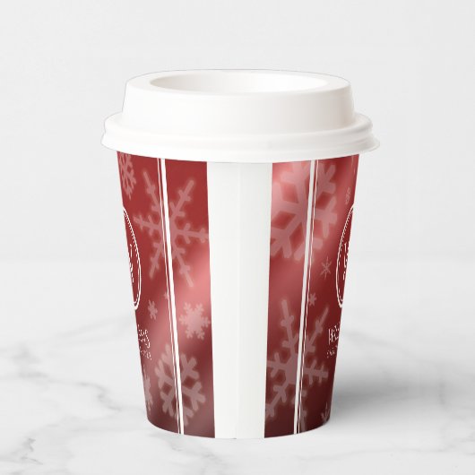 フェスティバルレッドフォイルスノーフレーク(Snowflakes)モノグラム名 紙コップ (右)