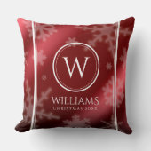 フェスティバルレッドフォイル雪片モノグラム名 クッション (正面)