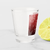 フェスティバルレッドフォイル雪片モノグラム名 ショットグラス (左)