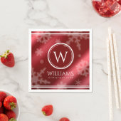 フェスティバルレッドフォイル雪片モノグラム名 スタンダードカクテルナプキン (インサイチュ)