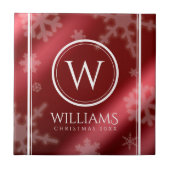 フェスティバルレッドフォイル雪片モノグラム名 タイル (正面)