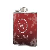 フェスティバルレッドフォイル雪片モノグラム名 フラスク (左)