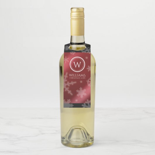 フェスティバルレッドフォイル雪片モノグラム名 ボトルネックタグ (ボトル)