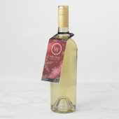 フェスティバルレッドフォイル雪片モノグラム名 ボトルネックタグ (アングル)