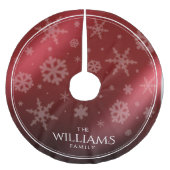 フェスティバルレッドフォイル雪片 ブラッシュドポリエステルツリースカート (正面)