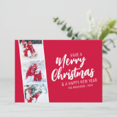 フェスティバルレッドフォトストリップメリークリスマス シーズンカード (スタンド正面)