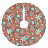 フェスティバルレッドフローラクリスマスパターン ブラッシュドポリエステルツリースカート (正面)