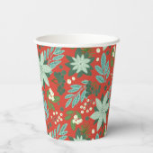 フェスティバルレッドフローラクリスマスパターン 紙コップ (裏面)