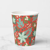 フェスティバルレッドフローラクリスマスパターン 紙コップ (正面)