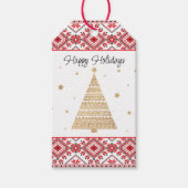 フェスティバルレッドブラッククラシックノルディックフェアアイルモチーフ ギフトタグ (正面)