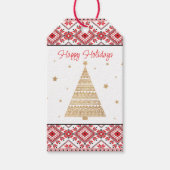 フェスティバルレッドブラッククラシックノルディックフェアアイルモチーフ ギフトタグ (正面)