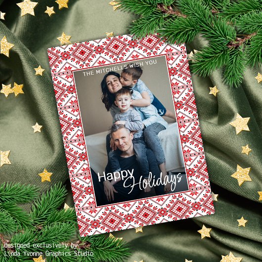 フェスティバルレッドブラッククラシックノルディックフェアアイルモチーフ シーズンカード