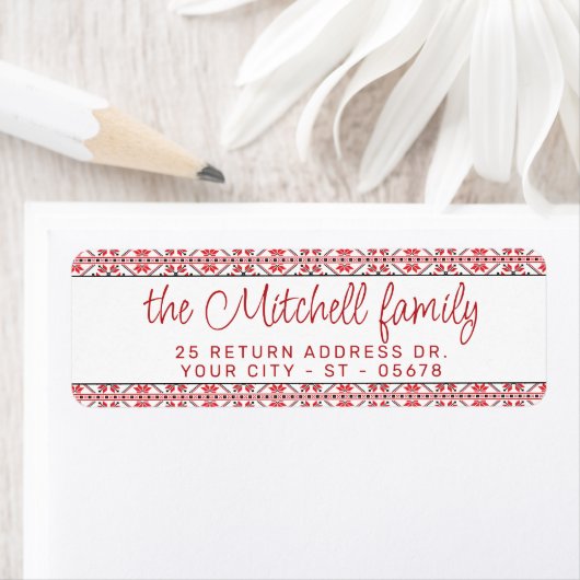 フェスティバルレッドブラッククラシックノルディックフェアアイルモチーフ ラベル (インサイチュ)