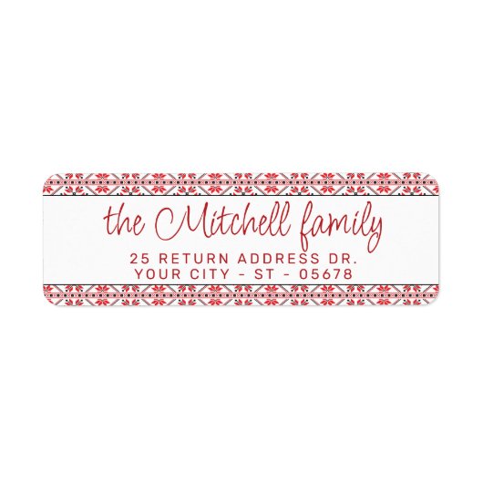 フェスティバルレッドブラッククラシックノルディックフェアアイルモチーフ ラベル (正面)