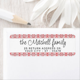 フェスティバルレッドブラッククラシックノルディックフェアアイルモチーフ ラベル