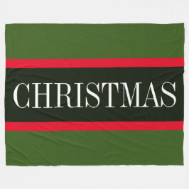 フェスティバルレッドブラックフォレストグリーンクリスマスストライプズ フリースブランケット