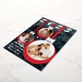 フェスティバルレッドブラック初めてのクリスマス3 Photo Collage 箔シーズンカード (回転した状態)