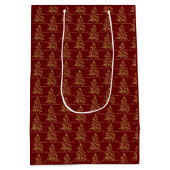 フェスティバルレッドブルゴーニュ金ゴールドツリーズメリークリスマス ミディアムペーパーバッグ (裏面)