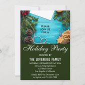 フェスティバルレッドブルー&グリーンカントリーホリデーパーティー 招待状 (正面)