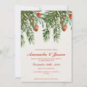 フェスティバルレッドベリークリスマス結婚式招待状 (正面)