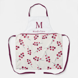 フェスティバルレッドベリーモノグラムオールオーバープリントエプロン エプロン