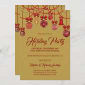 フェスティバルレッドホリデーパーティー招待状 招待状 (正面/裏面)