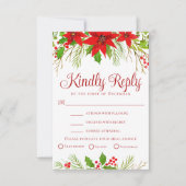 フェスティバルレッドホリデー結婚ズ食事の選択RSVPカード 出欠カード (正面)