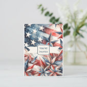 フェスティバルレッドホワイトとブルーパーティの招待状 ポストカード (スタンド正面)