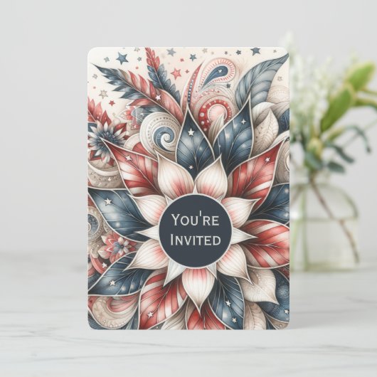 フェスティバルレッドホワイトとブルーパーティの招待状 招待状 (スタンド正面)